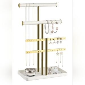 Gold and White Jewelry Organizer Stand